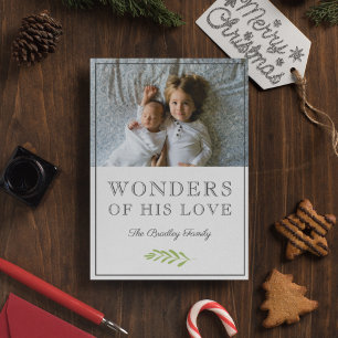 Wonders of His Love Laurel Leaf Branch Photo Holiday Card