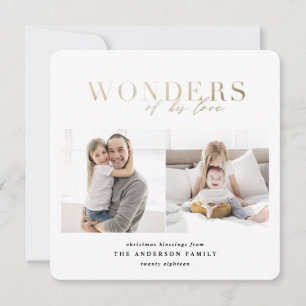 Wonders of his love multi photo gold geometric holiday card