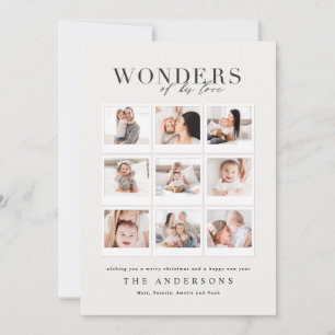 Wonders of his love multi photo plaid backer holiday card