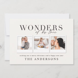 Wonders of his love multi photo plaid backer holiday card