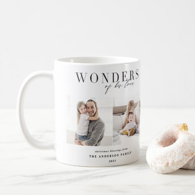 Wonders of his love religious Christmas Coffee Mug (With Donut)