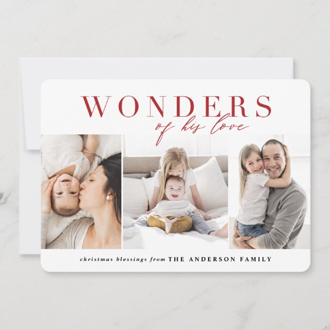 Wonders of his love religious Christmas Holiday Card (Front)