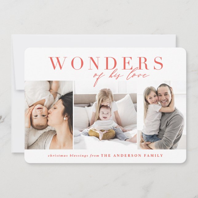 Wonders of his love religious Christmas Holiday Card (Front)