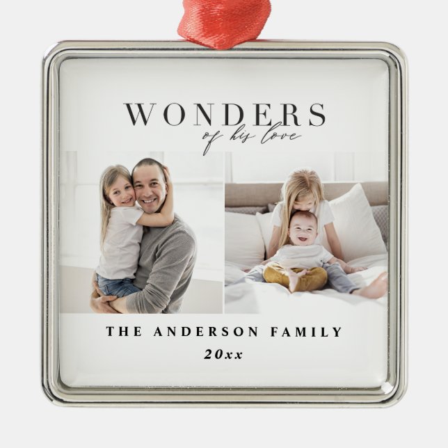 Wonders of his love religious Christmas Metal Tree Decoration (Front)