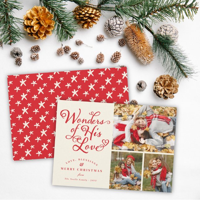 Wonders of His Love Religious Christmas Photo Card (Creator Uploaded)