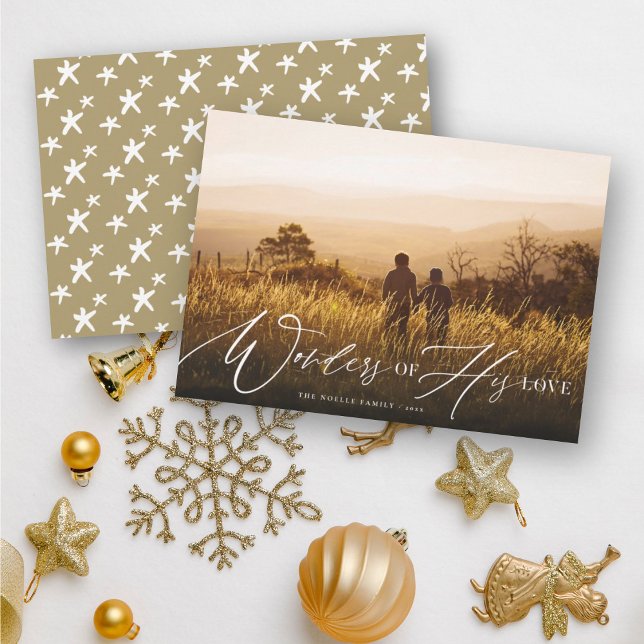Wonders of His Love Religious Christmas Photo Holiday Card (Creator Uploaded)