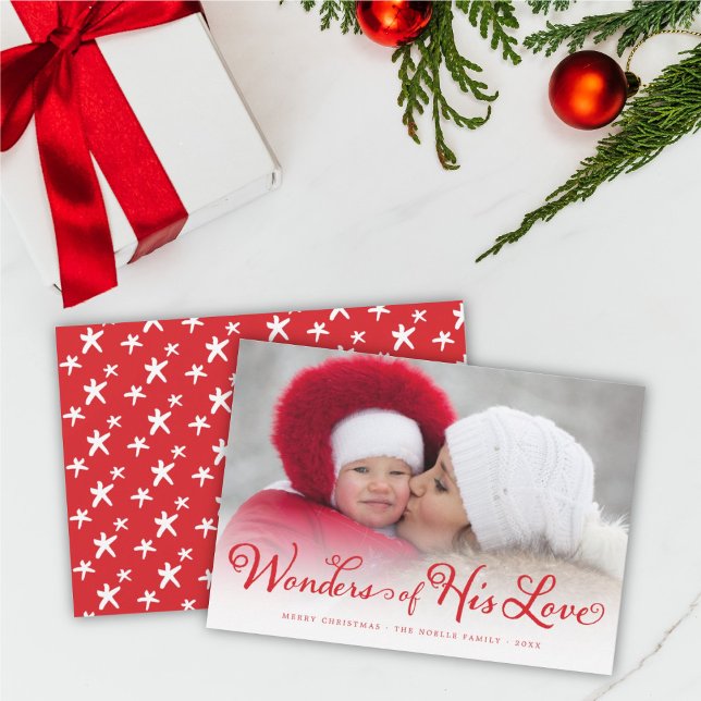 Wonders of His Love Religious Christmas Photo Holiday Card (Creator Uploaded)