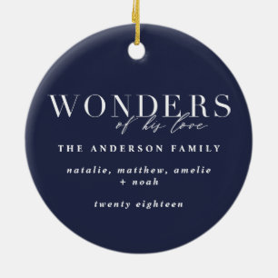 Wonders of his love religious Christmas plaid Ceramic Tree Decoration