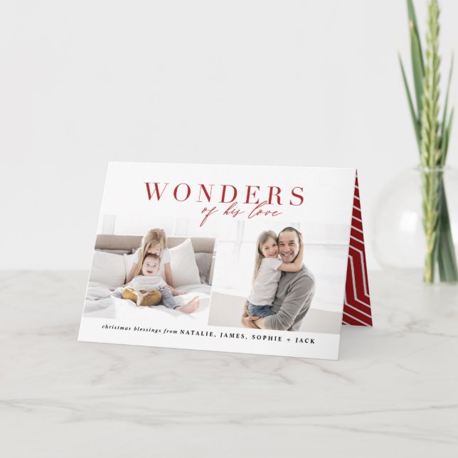 Wonders of his love religious multiphoto Christmas Card (Front)