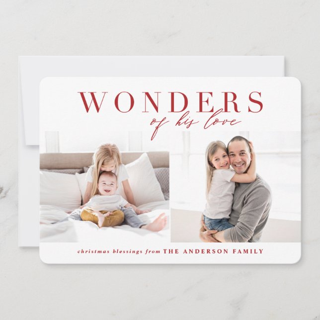 Wonders of his love religious multiphoto Christmas Holiday Card (Front)