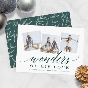 Wonders of His Love   Religious Photo Collage Holiday Card