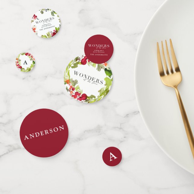 Wonders of his love watercolour foliage holiday confetti (Group)