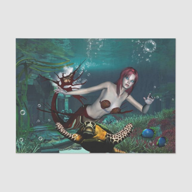 Wonderul mermaid with turtle tissue paper (Front)