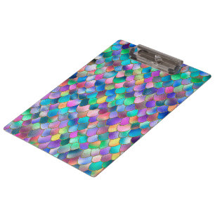Wonky Rainbow Glitter Metal Mermaid Scales Clipboard