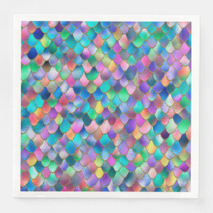 Wonky Rainbow Glitter Metal Mermaid Scales Napkin