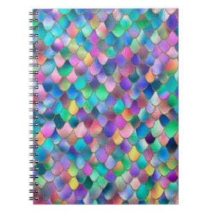 Wonky Rainbow Glitter Metal Mermaid Scales Notebook