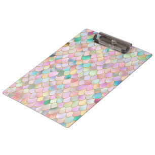 Wonky Trendy Rainbow Girl Metal Mermaid Scales Clipboard