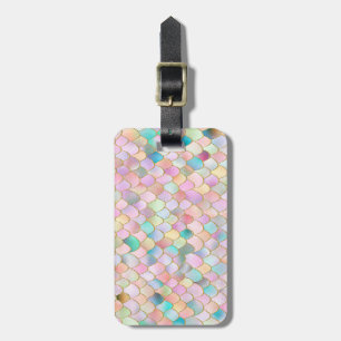 Wonky Trendy Rainbow Girl Metal Mermaid Scales Luggage Tag