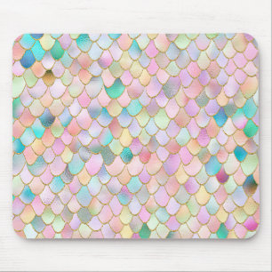 Wonky Trendy Rainbow Girl Metal Mermaid Scales Mouse Mat