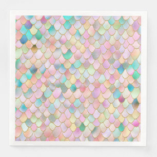 Wonky Trendy Rainbow Girl Metal Mermaid Scales Napkin