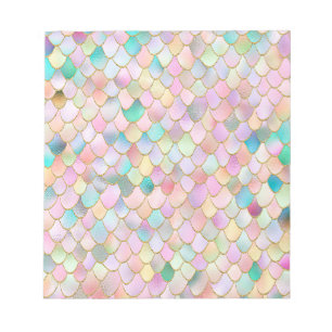 Wonky Trendy Rainbow Girl Metal Mermaid Scales Notepad