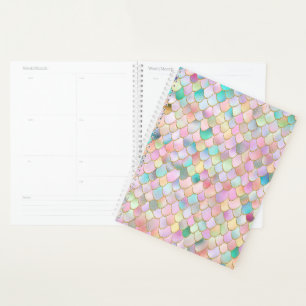 Wonky Trendy Rainbow Girl Metal Mermaid Scales Planner