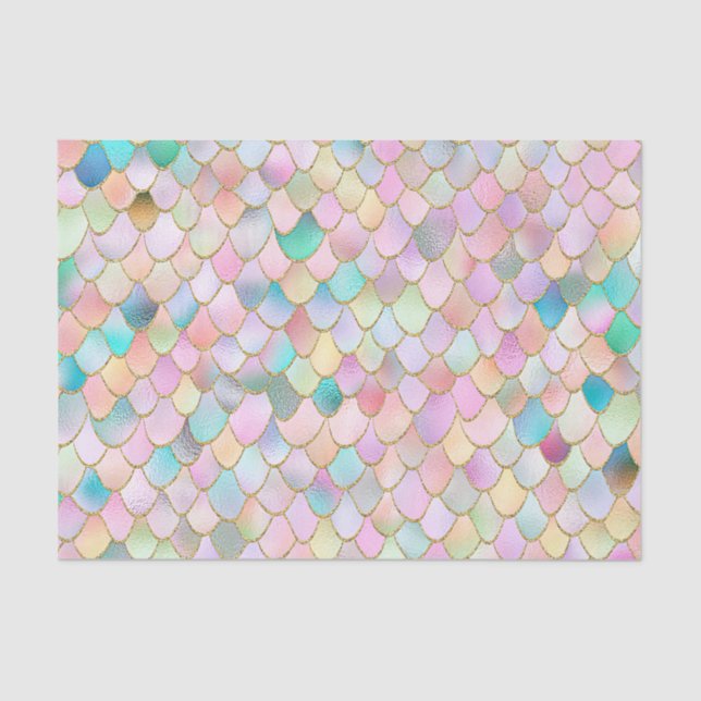 Wonky Trendy Rainbow Girl Metal Mermaid Scales Tissue Paper (Front)