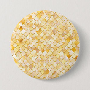 Wonky Watercolor Gold Glitter Metal Mermaid Scales 7.5 Cm Round Badge