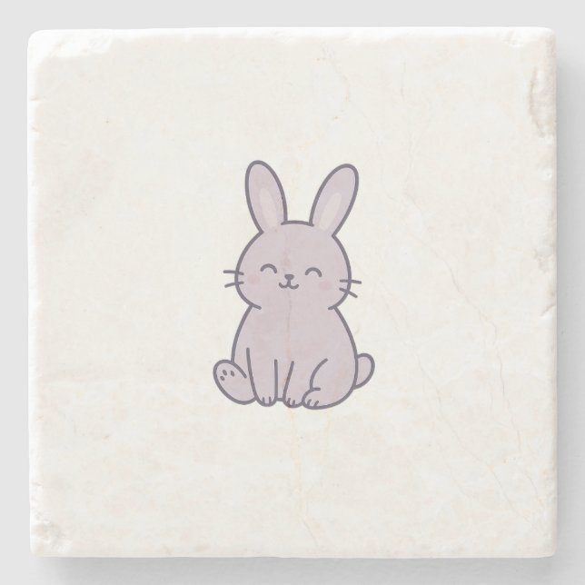 Wonky Zoo Bunny Stone Coaster (Front)