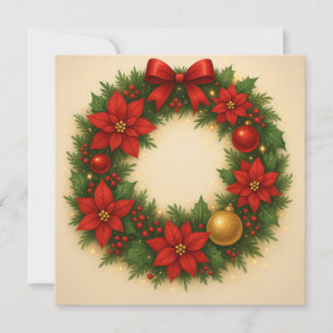 Wonky Zoo Flat Note Card – Christmas Wreath