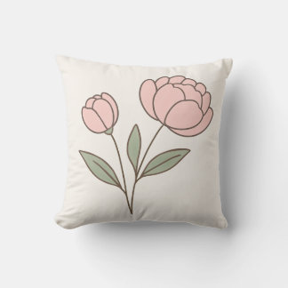 Wonky Zoo Peonies Throw Pillow