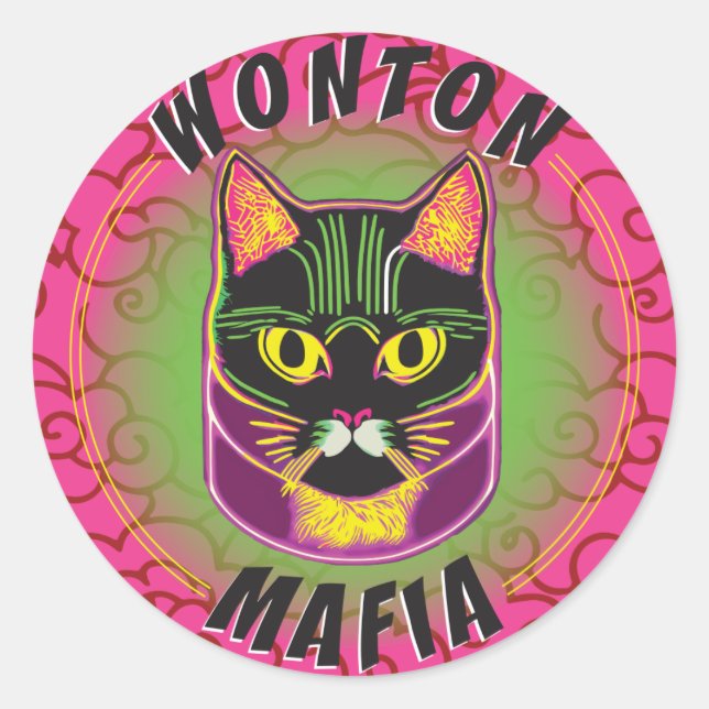 Wonton Mafia Cat Sticker (Front)