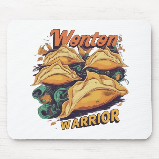 Wonton Warrior: Playful Mouse Pad Design (Front)