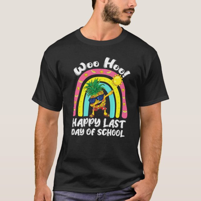 Woo Hoo Happy Last Day School Tropical Ananas Kids T-Shirt (Front)