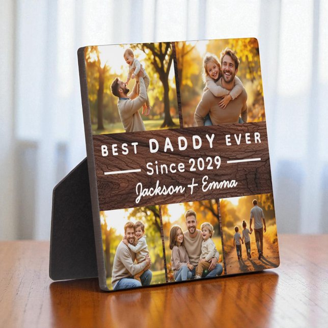 Wood 5 Photo Collage Father's Day Best Daddy Ever  Plaque (Creator Uploaded)