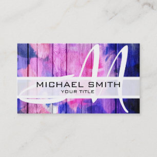 Wood Abstract Coloured Modern Monogram #4 Business Card