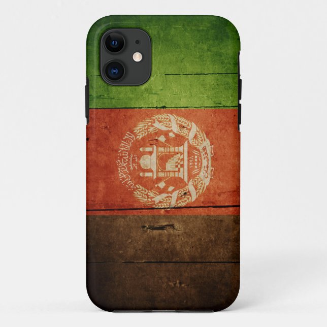 Wood Afghanistan Flag; Afghan Case-Mate iPhone Case (Back)