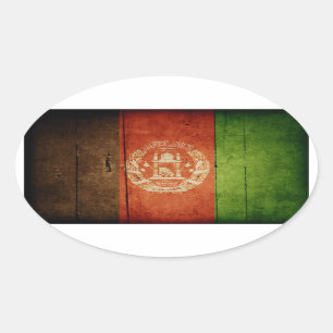 Wood Afghanistan Flag; Afghan Oval Sticker