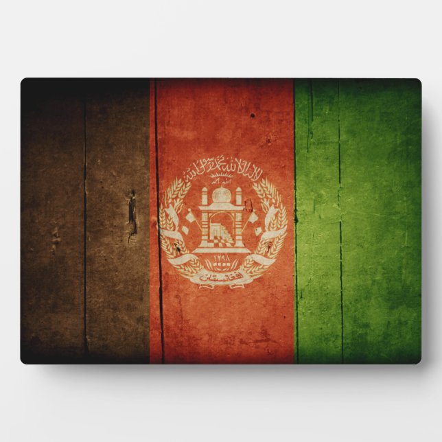Wood Afghanistan Flag; Afghan Plaque (Front)