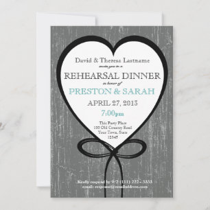 Wood and Heart Rehearsal Dinner Invitation