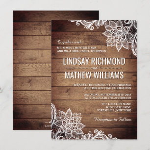 Wood and Lace Country Rustic Wedding Invitation