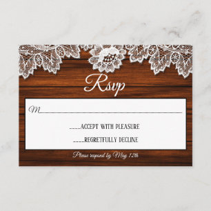 Wood and Lace Rustic Wedding RSVP Card
