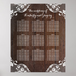 Wood and Lace Rustic Wedding Seating Chart