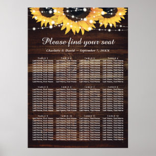 Wood and Lace Sunflower Wedding Seating Chart 12