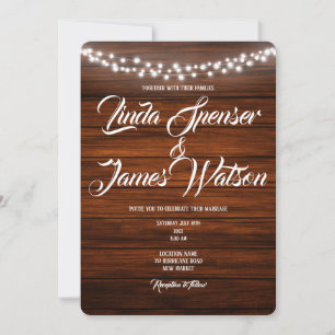 Wood and Lights Rustic  Country Wedding Invitation