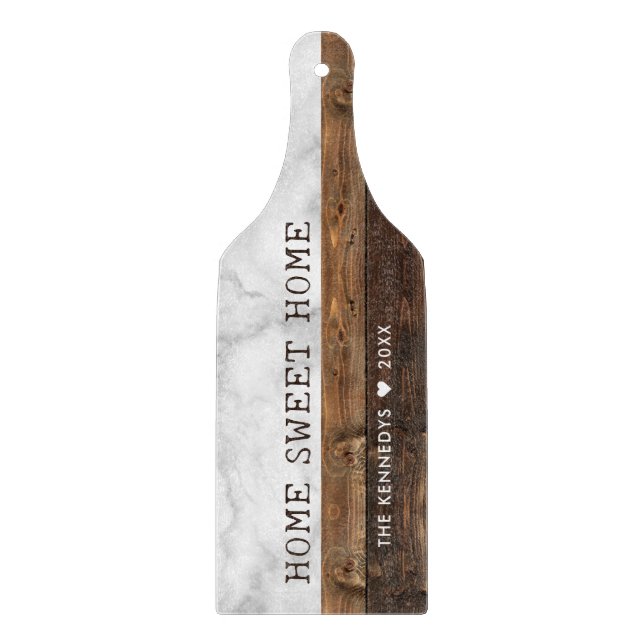 Wood And Marble Family Name Home Sweet Home  Cutting Board (Front)