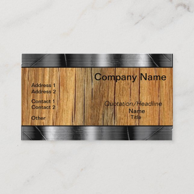 Wood And Metal Borders Professional Business Cards (Front)