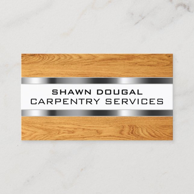 Wood and metal faux texture  business card (Front)