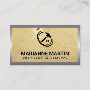 Wood and Metal   Home Hammer Logo Business Card
