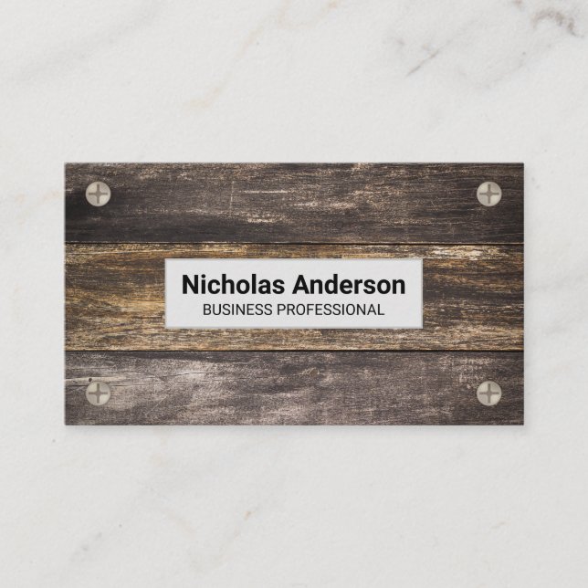Wood and Metal Screws Business Card (Front)